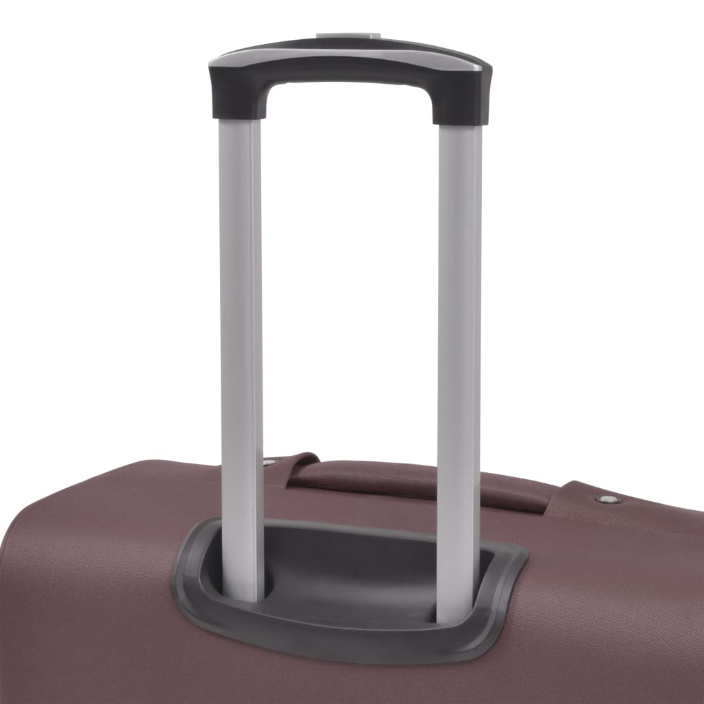 3 Piece Soft Case Trolley Set Coffee