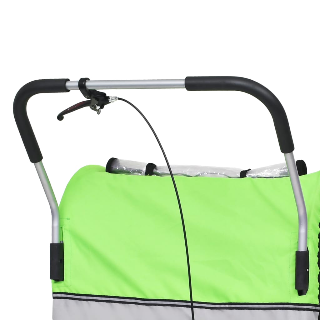 2-in-1 Bike Trailer & Stroller Green and Grey