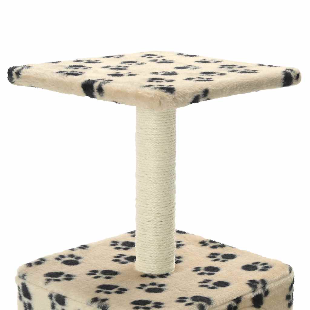 Cat Tree with Sisal Scratching Post 55 cm Beige Paw Print