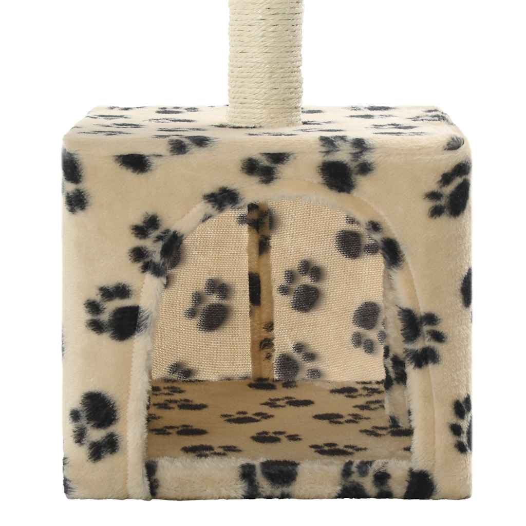 Cat Tree with Sisal Scratching Post 55 cm Beige Paw Print