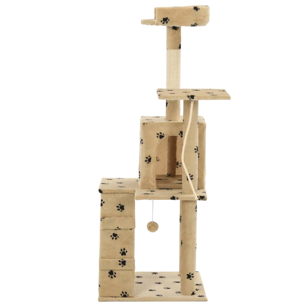 Cat Tree with Sisal Scratching Posts 120 cm Beige Paw Prints