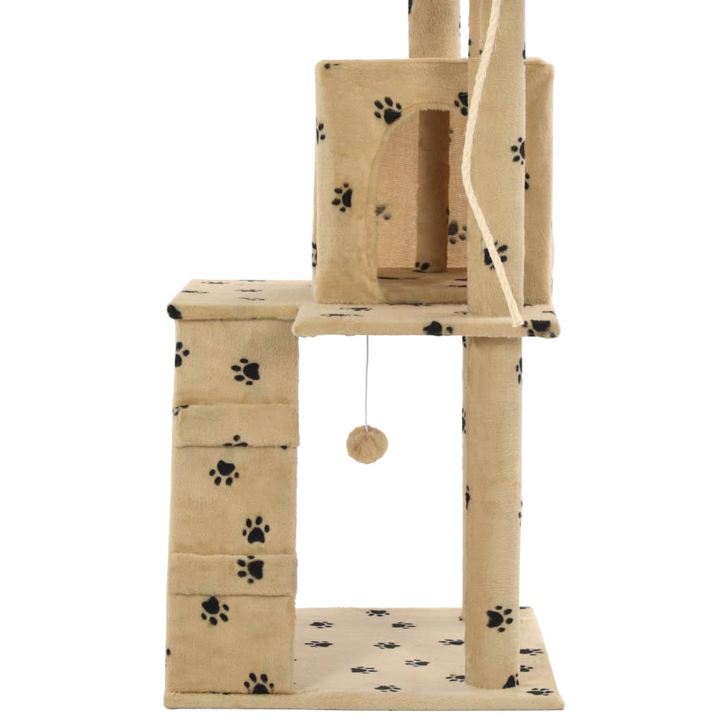 Cat Tree with Sisal Scratching Posts 120 cm Beige Paw Prints
