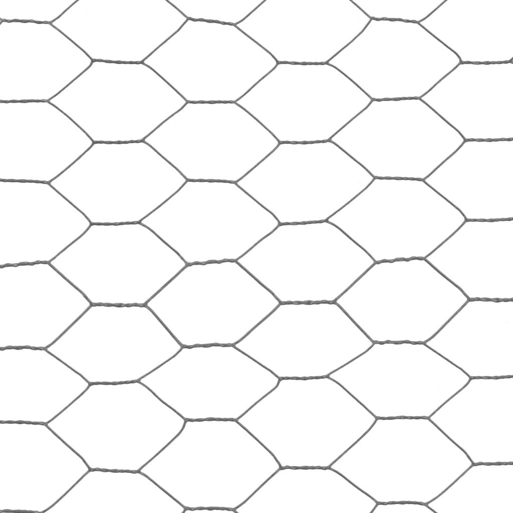Chicken Wire Fence Steel with PVC Coating 25x1.5 m Grey