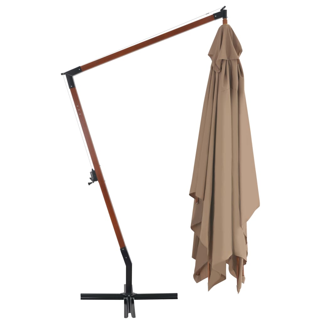 Cantilever Garden Parasol with Wooden Pole 400x300 cm Taupe