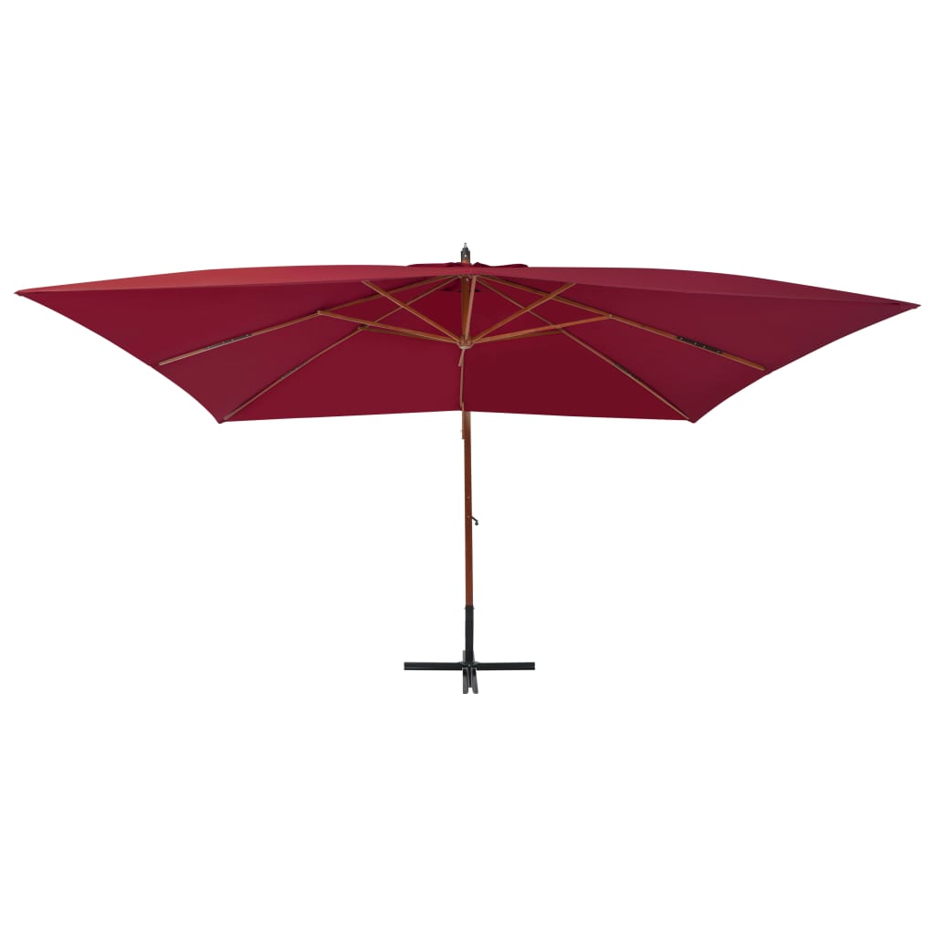 Cantilever Garden Parasol with Wooden Pole 400x300 cm Bordeaux Red
