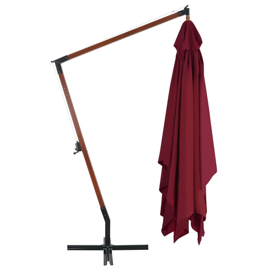 Cantilever Garden Parasol with Wooden Pole 400x300 cm Bordeaux Red