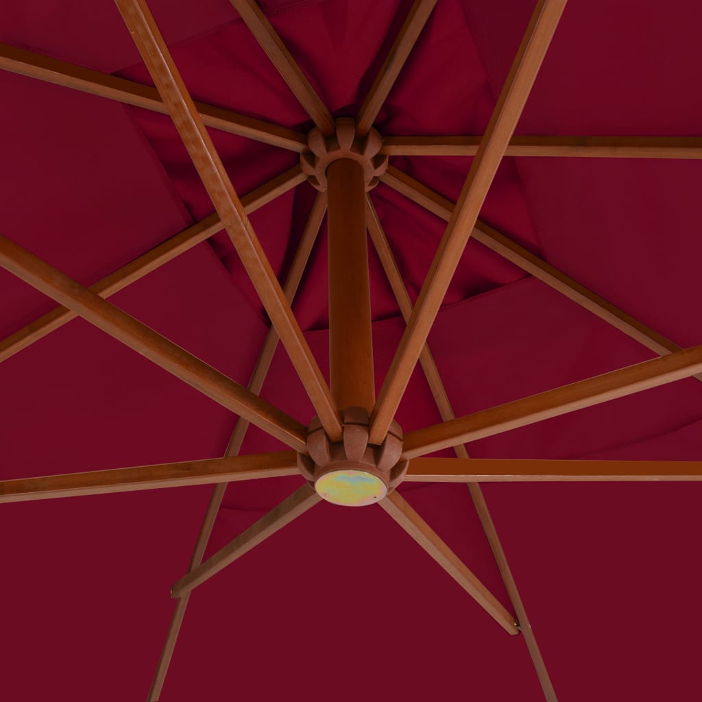 Cantilever Garden Parasol with Wooden Pole 400x300 cm Bordeaux Red