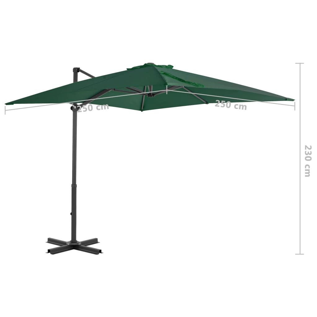 Cantilever Garden Parasol with Aluminium Pole Green 250x250 cm