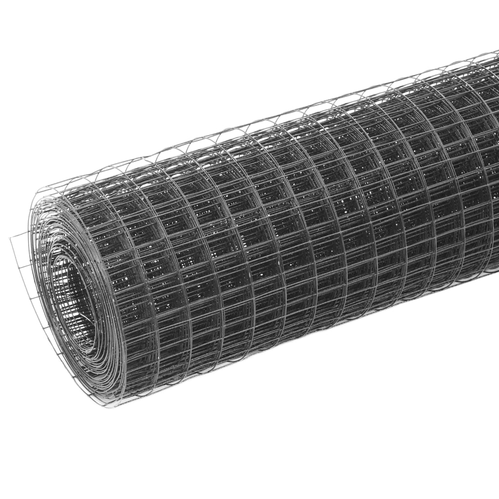 Chicken Wire Fence Steel with PVC Coating 25x1.5 m Grey