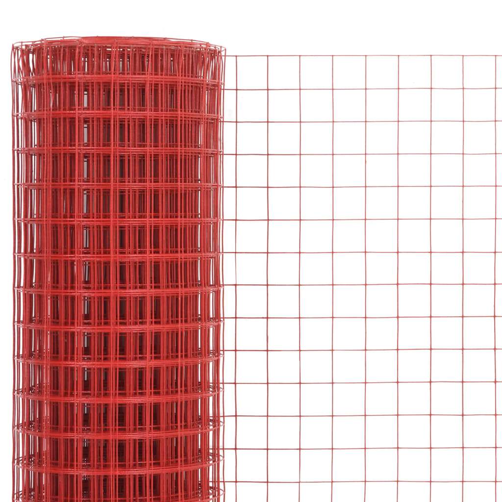 Chicken Wire Fence Steel with PVC Coating 25x0.5 m Red