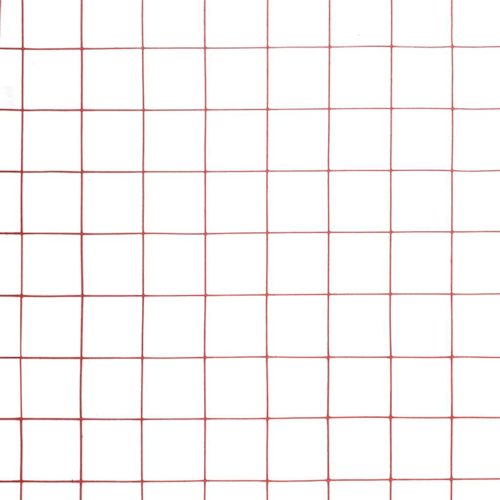 Chicken Wire Fence Steel with PVC Coating 25x1.5 m Red