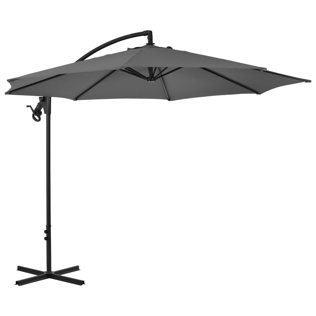 Cantilever Garden Parasol with Steel Pole 300 cm Anthracite