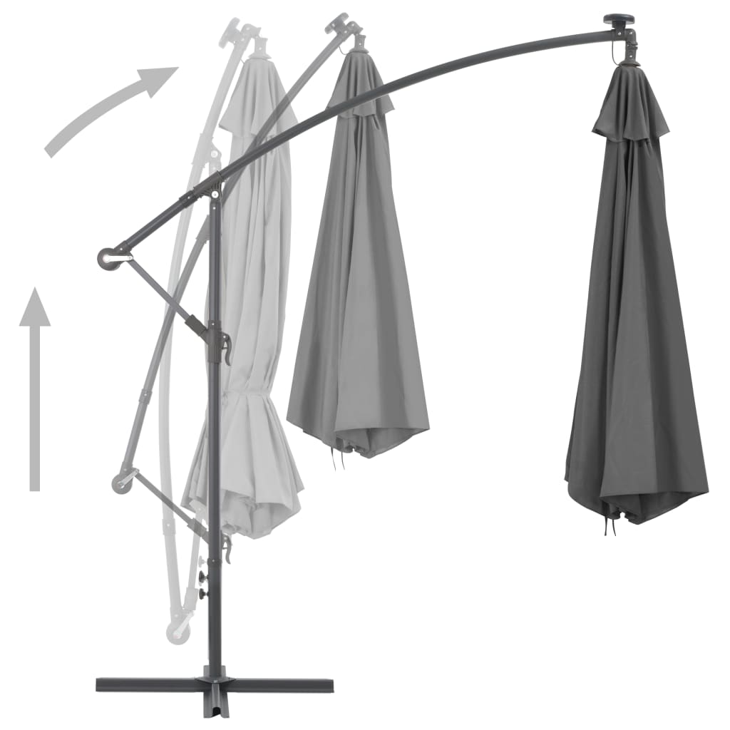 Cantilever Garden Parasol with Steel Pole 300 cm Anthracite