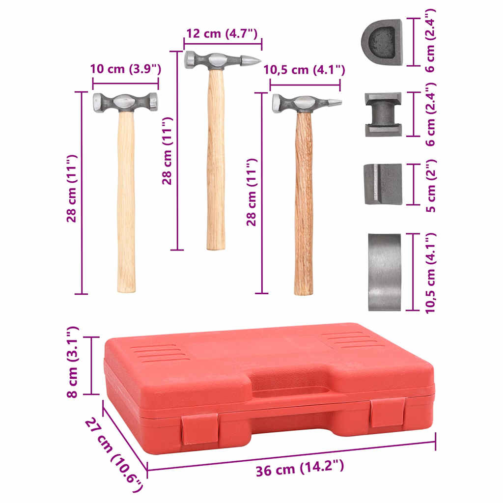 7-Piece Auto Body Hammer and Dolly Dent Repair Set