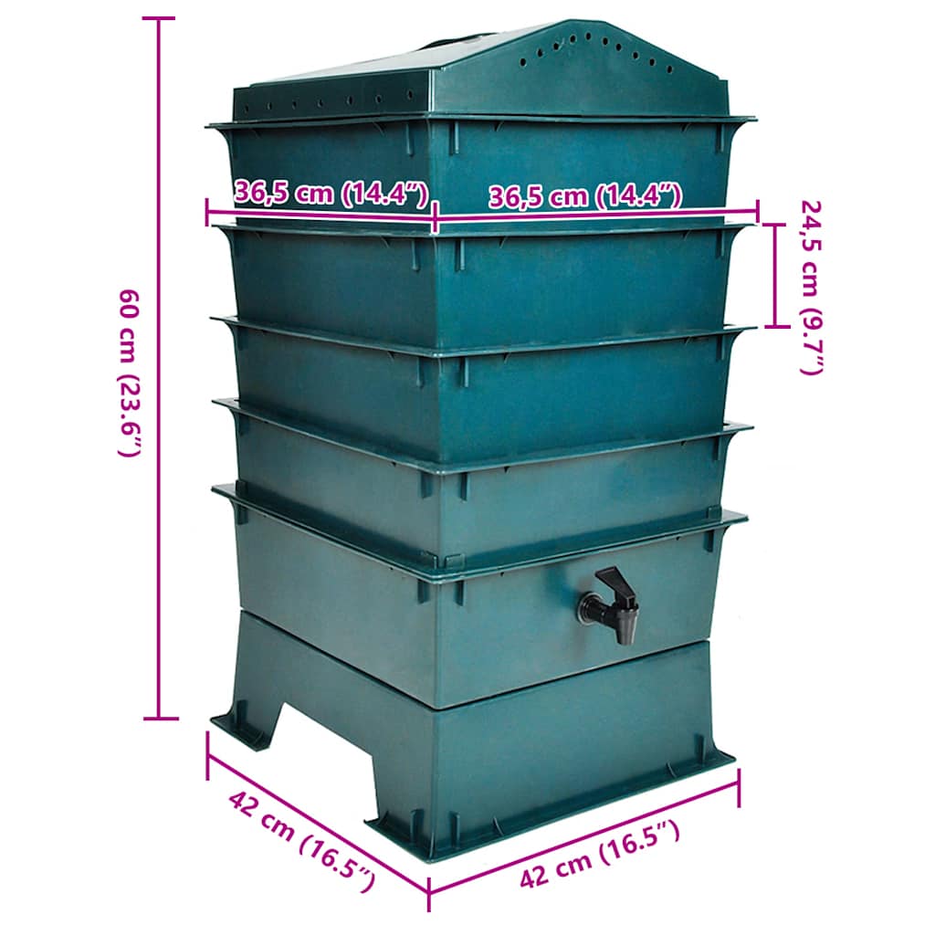 4-Tray Worm Factory 42x42x60 cm