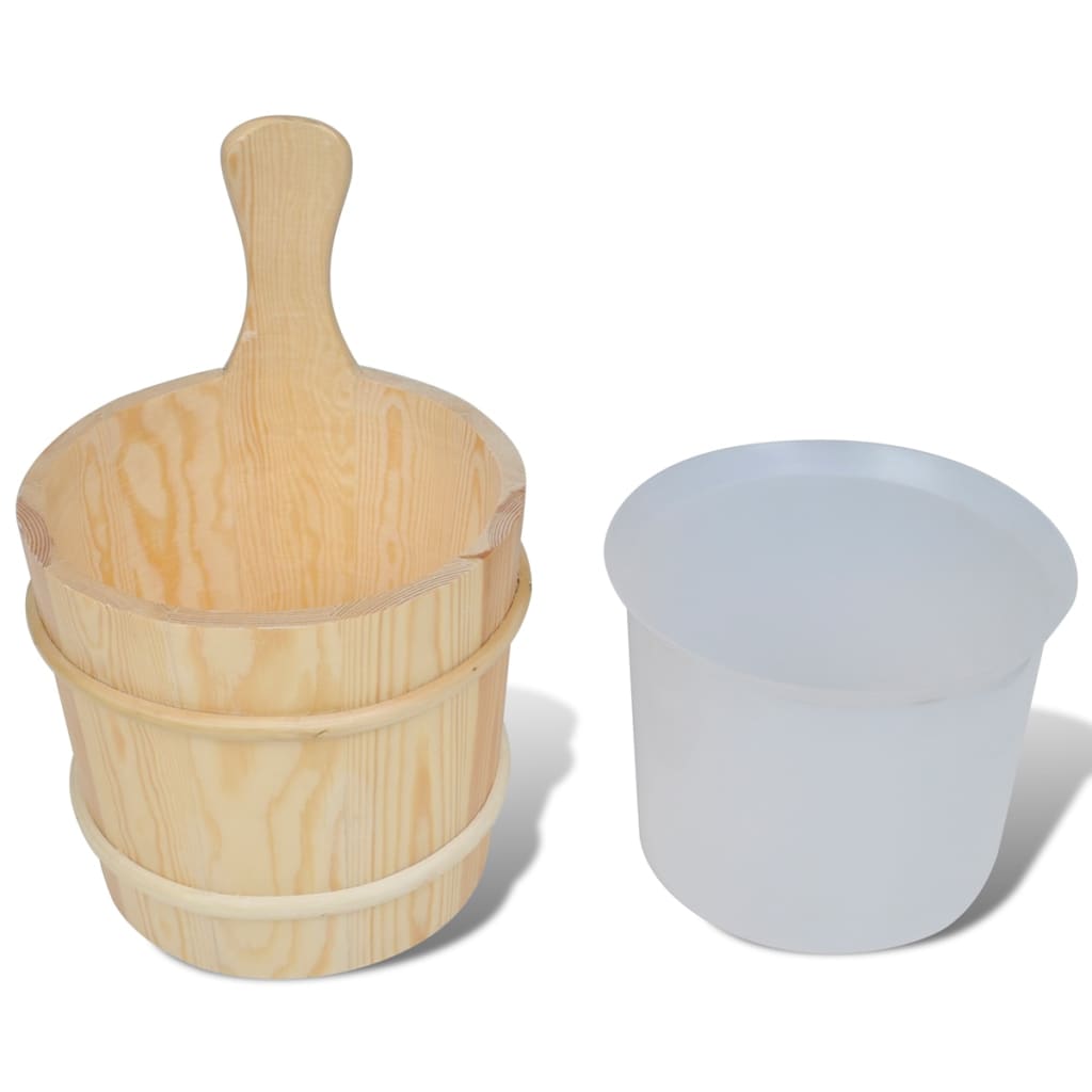 5 Piece Sauna Accessory Bucket Spoon Hourglass Thermo-hygrometer
