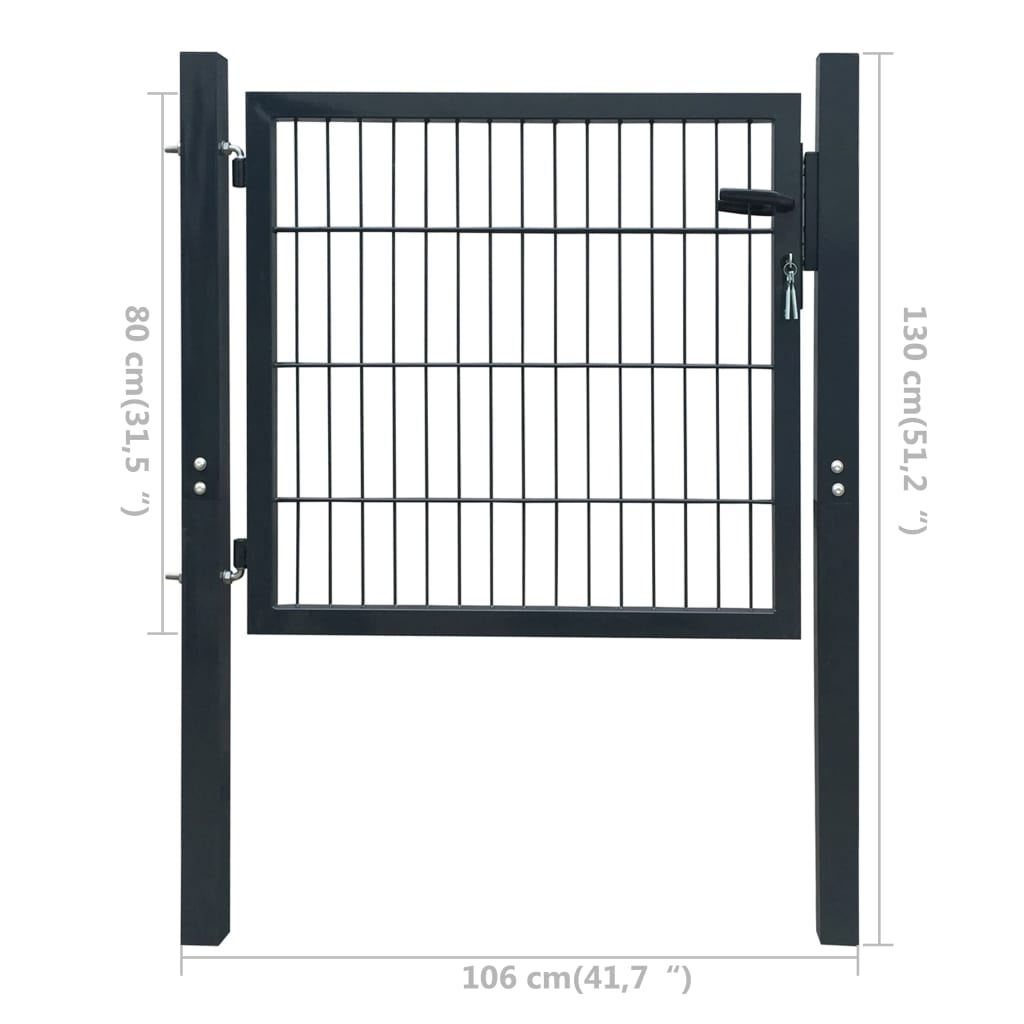2D Fence Gate (Single) Anthracite Grey 106 x 130 cm