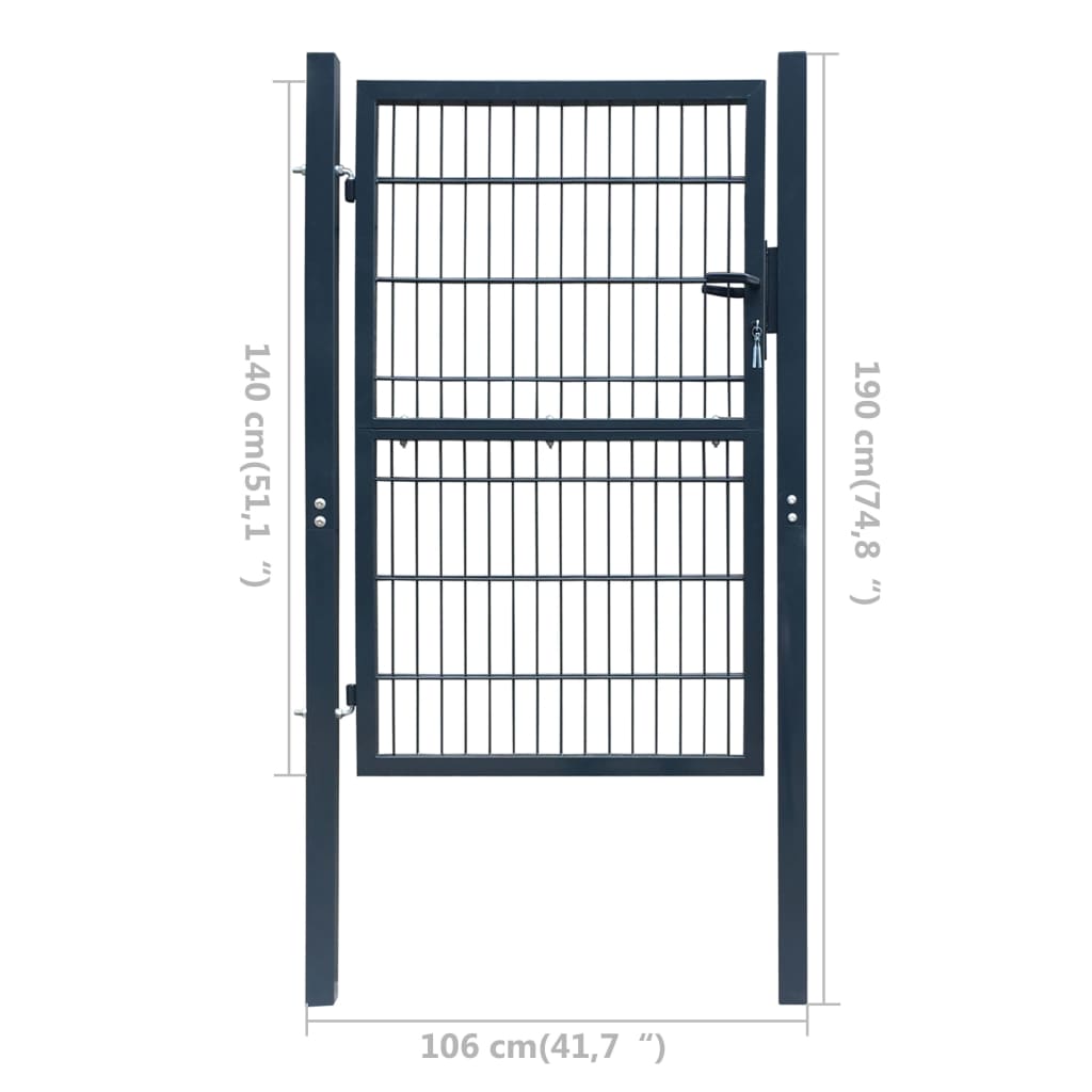 2D Fence Gate (Single) Anthracite Grey 106 x 190 cm