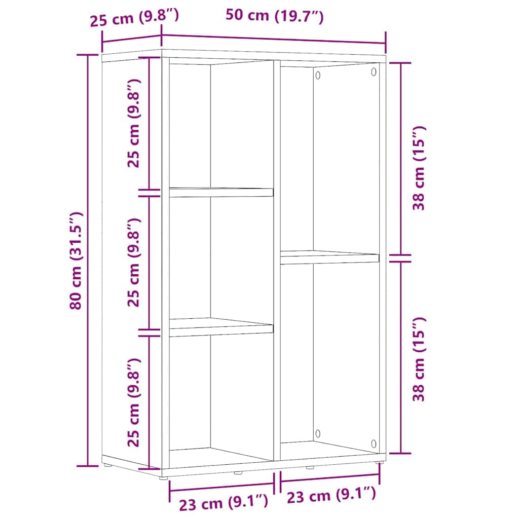 Book Cabinet/Sideboard White 50x25x80 cm Engineered Wood