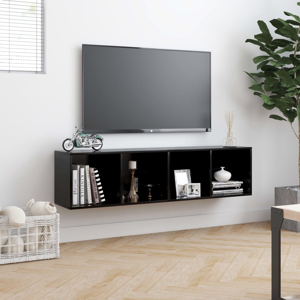 Book Cabinet/TV Cabinet Black 143x30x36 cm