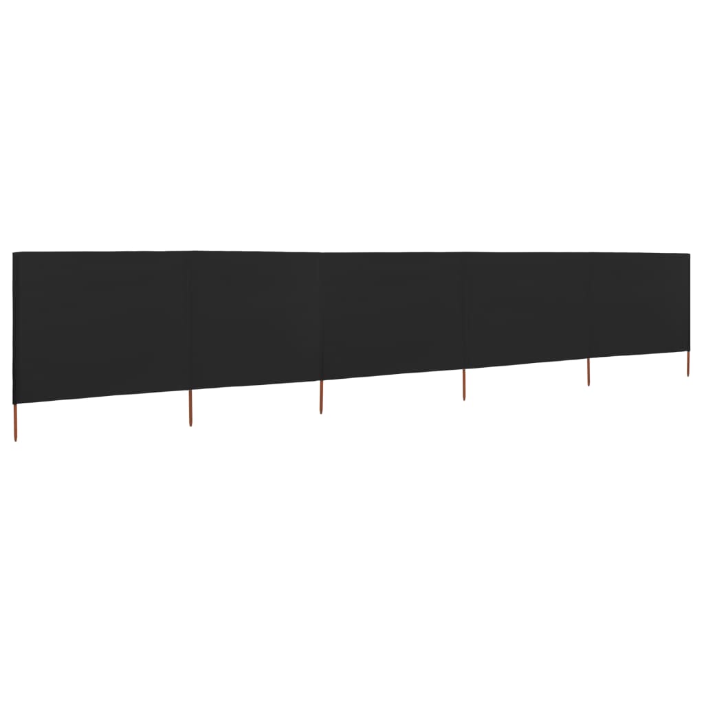 5-panel Wind Screen Fabric 600x80 cm Black