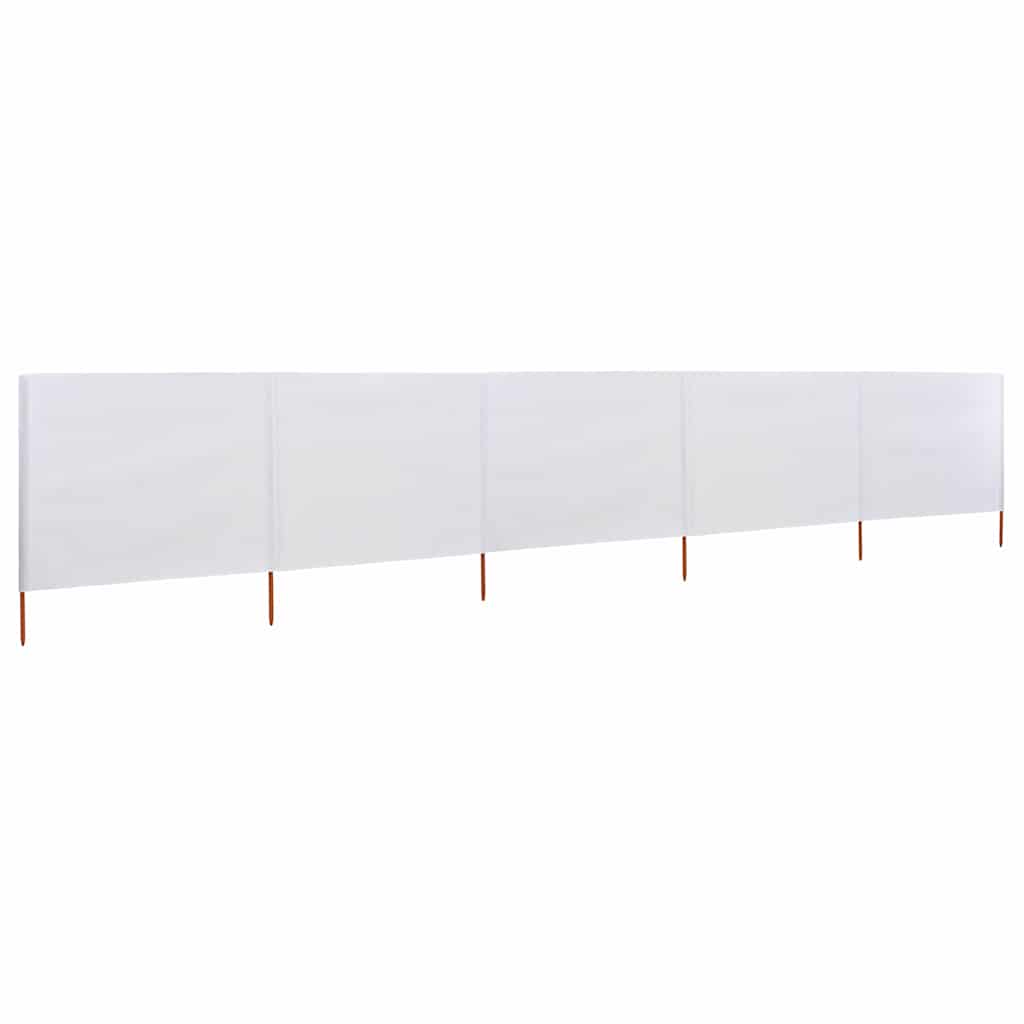 5-panel Wind Screen Fabric 600x160 cm Sand White