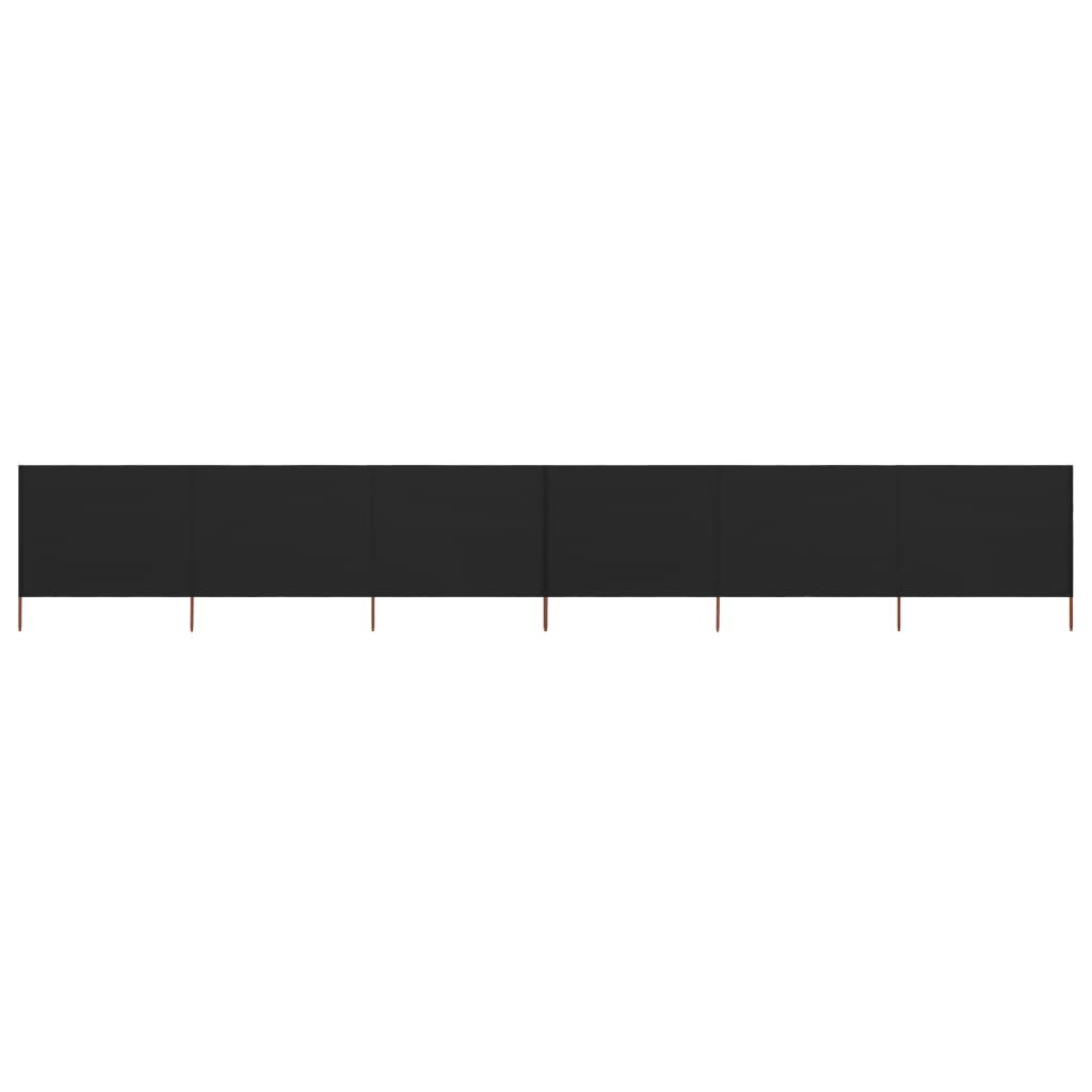6-panel Wind Screen Fabric 800x120 cm Black
