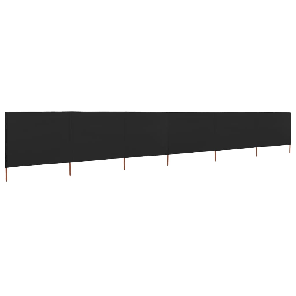 6-panel Wind Screen Fabric 800x120 cm Black