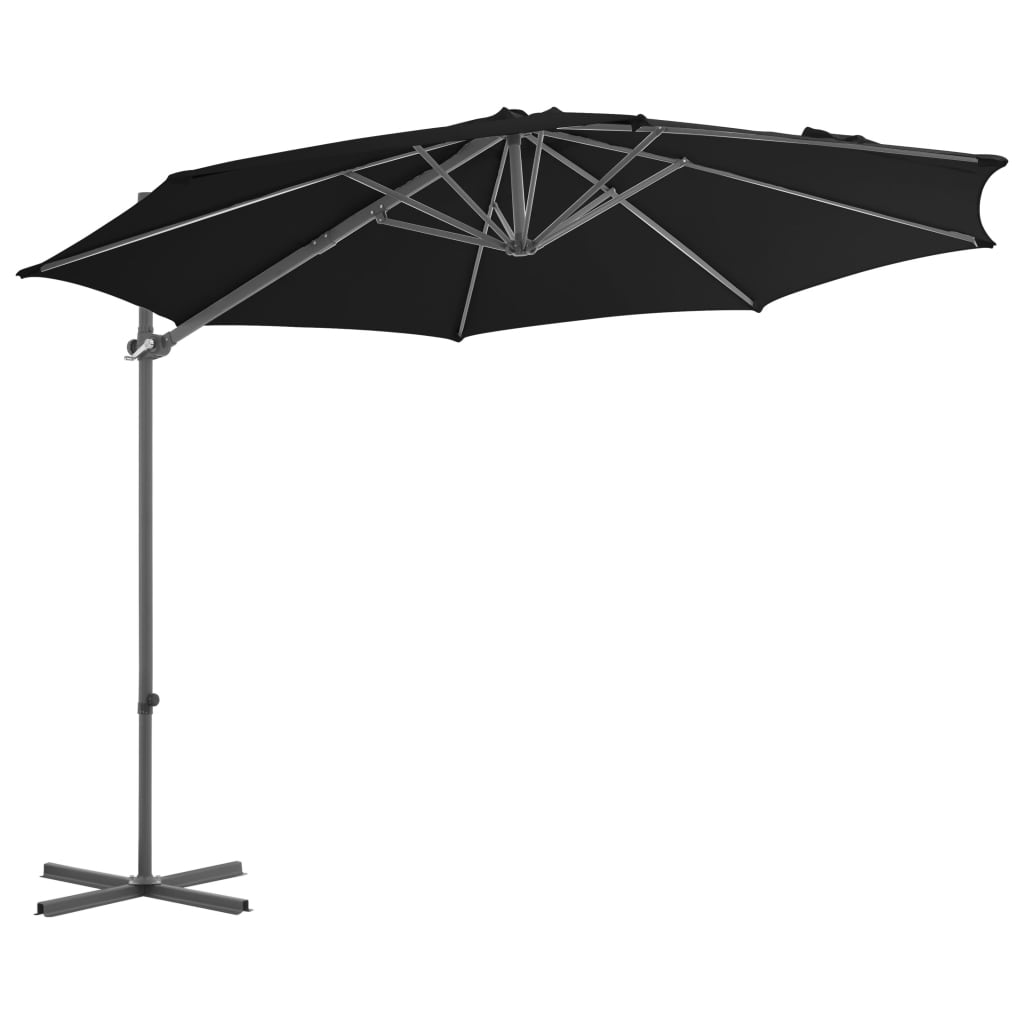 Cantilever Garden Parasol with Steel Pole Black 300 cm