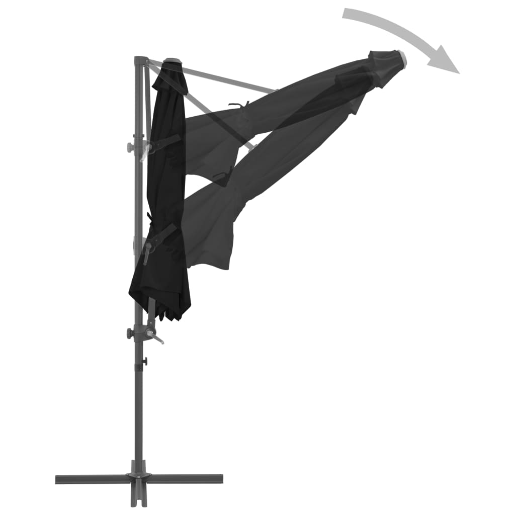 Cantilever Garden Parasol with Steel Pole Black 300 cm