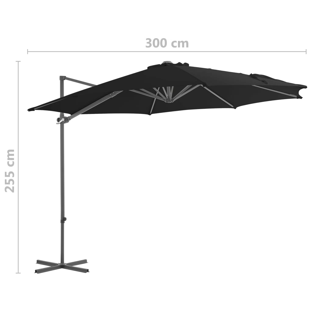 Cantilever Garden Parasol with Steel Pole Black 300 cm