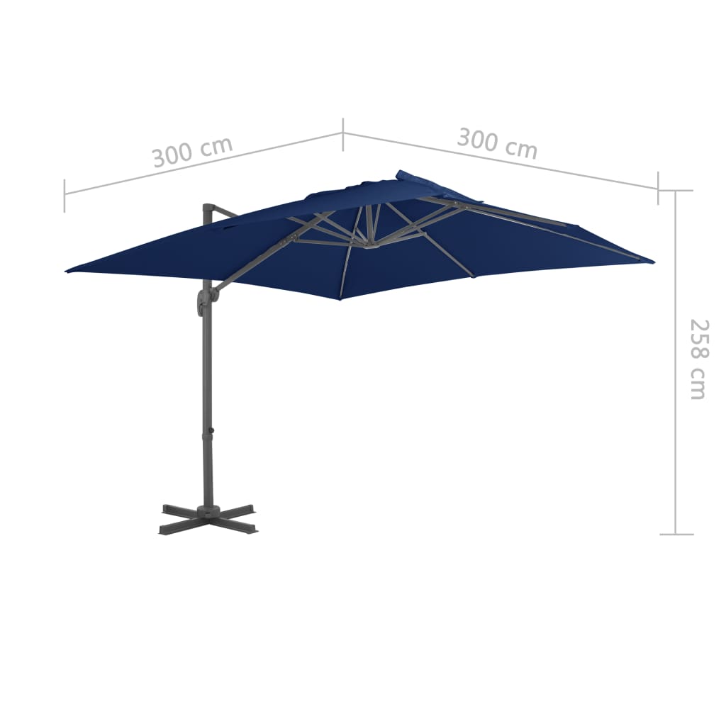 Cantilever Garden Parasol with Aluminium Pole 3x3 m Azure Blue