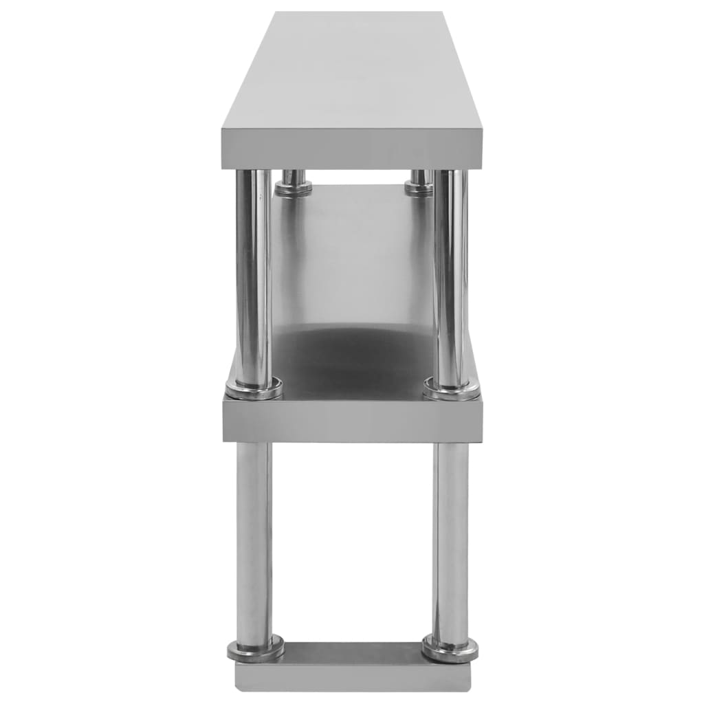 2-Tier Work Table Overshelf 120x30x65 cm Stainless Steel