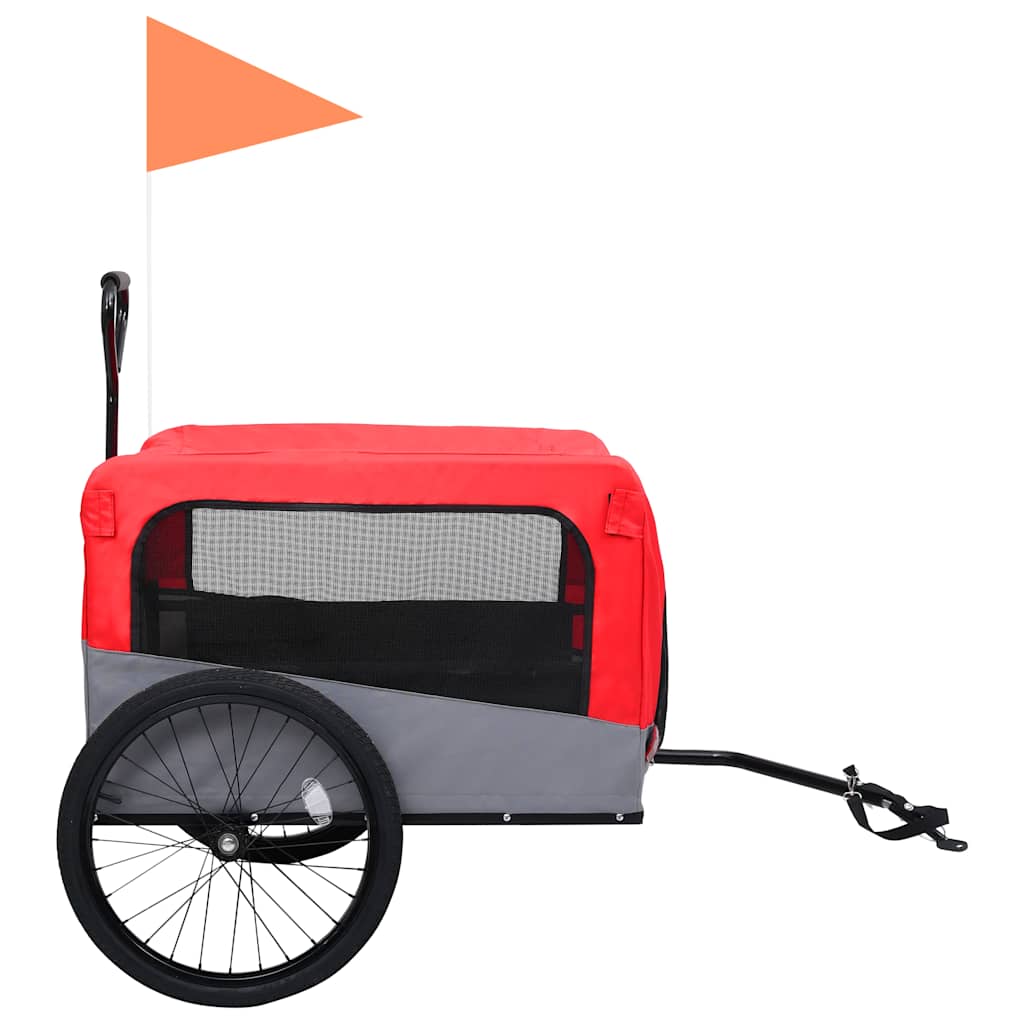 2-in-1 Pet Bike Trailer & Jogging Stroller Red and Grey