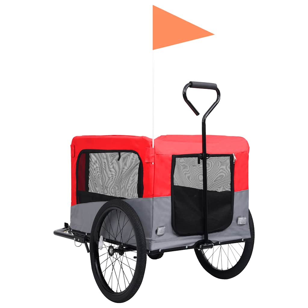 2-in-1 Pet Bike Trailer & Jogging Stroller Red and Grey