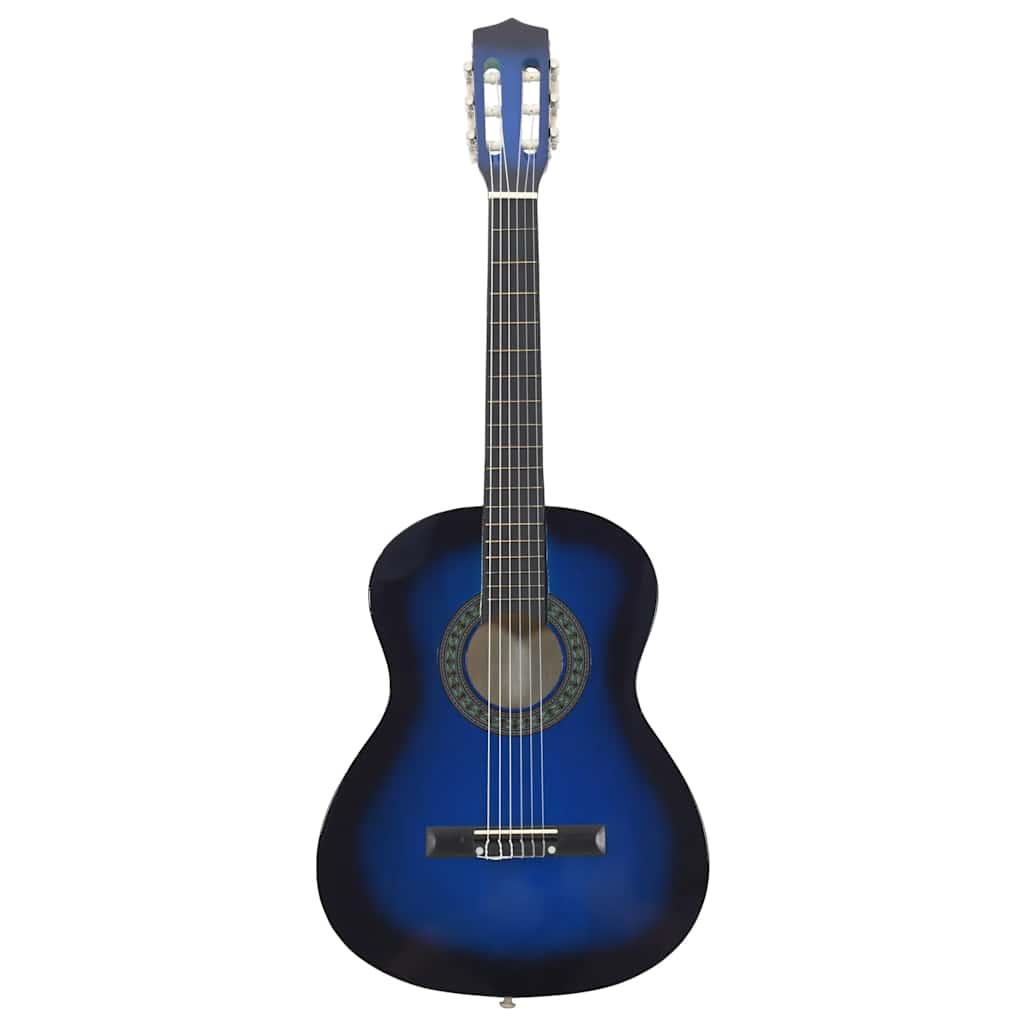 8 Piece Classical Guitar Beginner Set Blue 3/4 36"