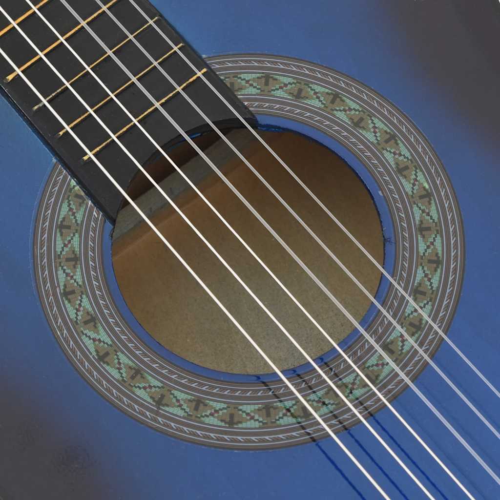 8 Piece Classical Guitar Beginner Set Blue 3/4 36"