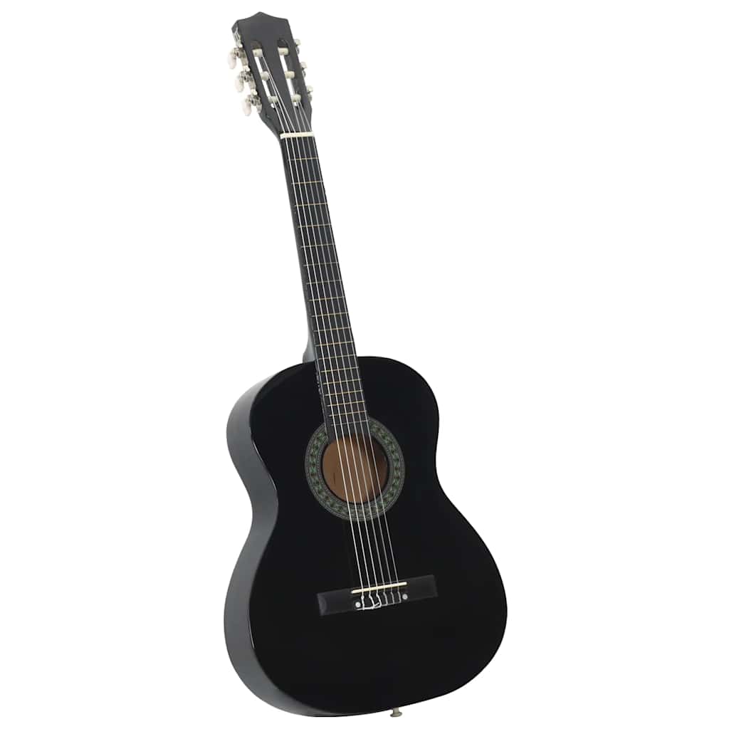 8 Piece Classical Guitar Beginner Set Black 3/4 36"