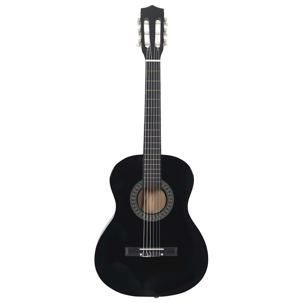 8 Piece Classical Guitar Beginner Set Black 3/4 36"