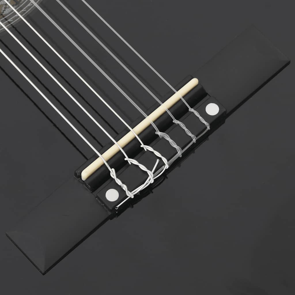 8 Piece Classical Guitar Beginner Set Black 3/4 36"