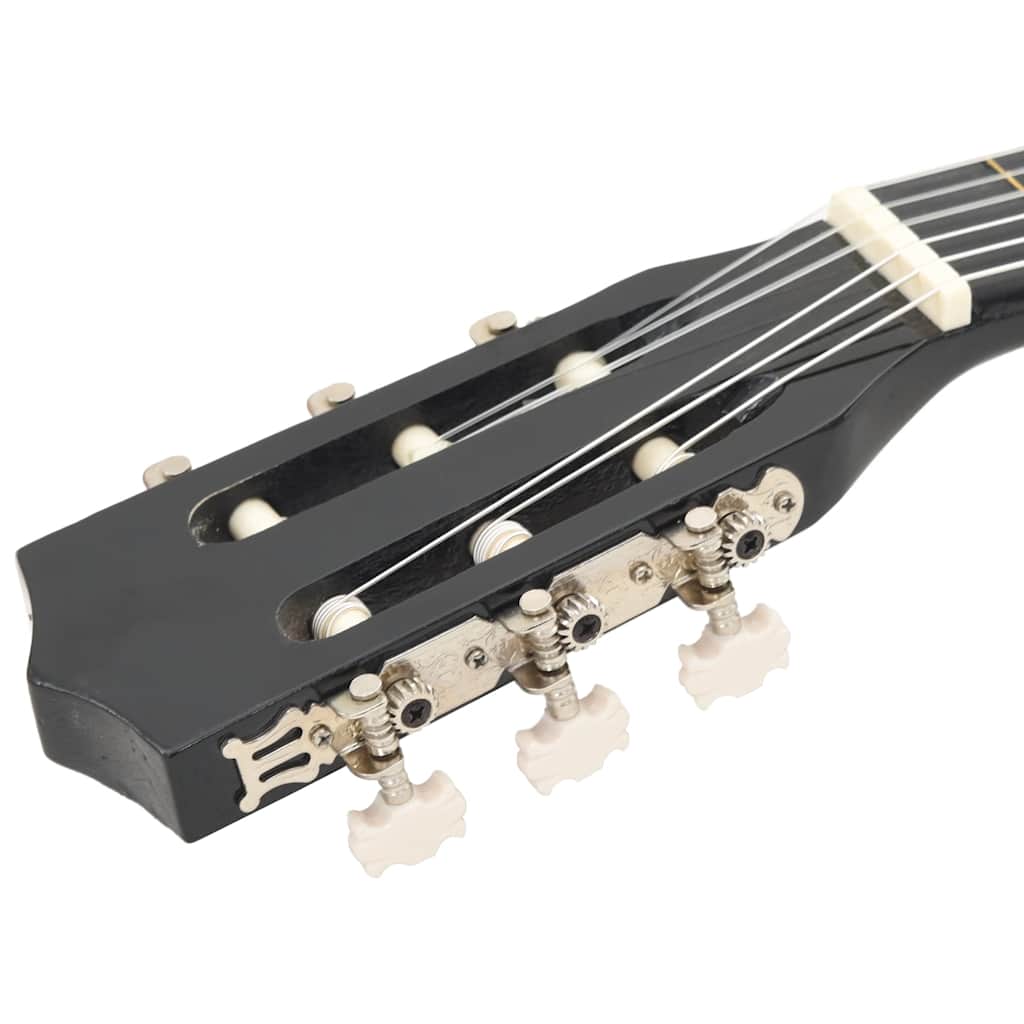 8 Piece Classical Guitar Beginner Set Black 3/4 36"