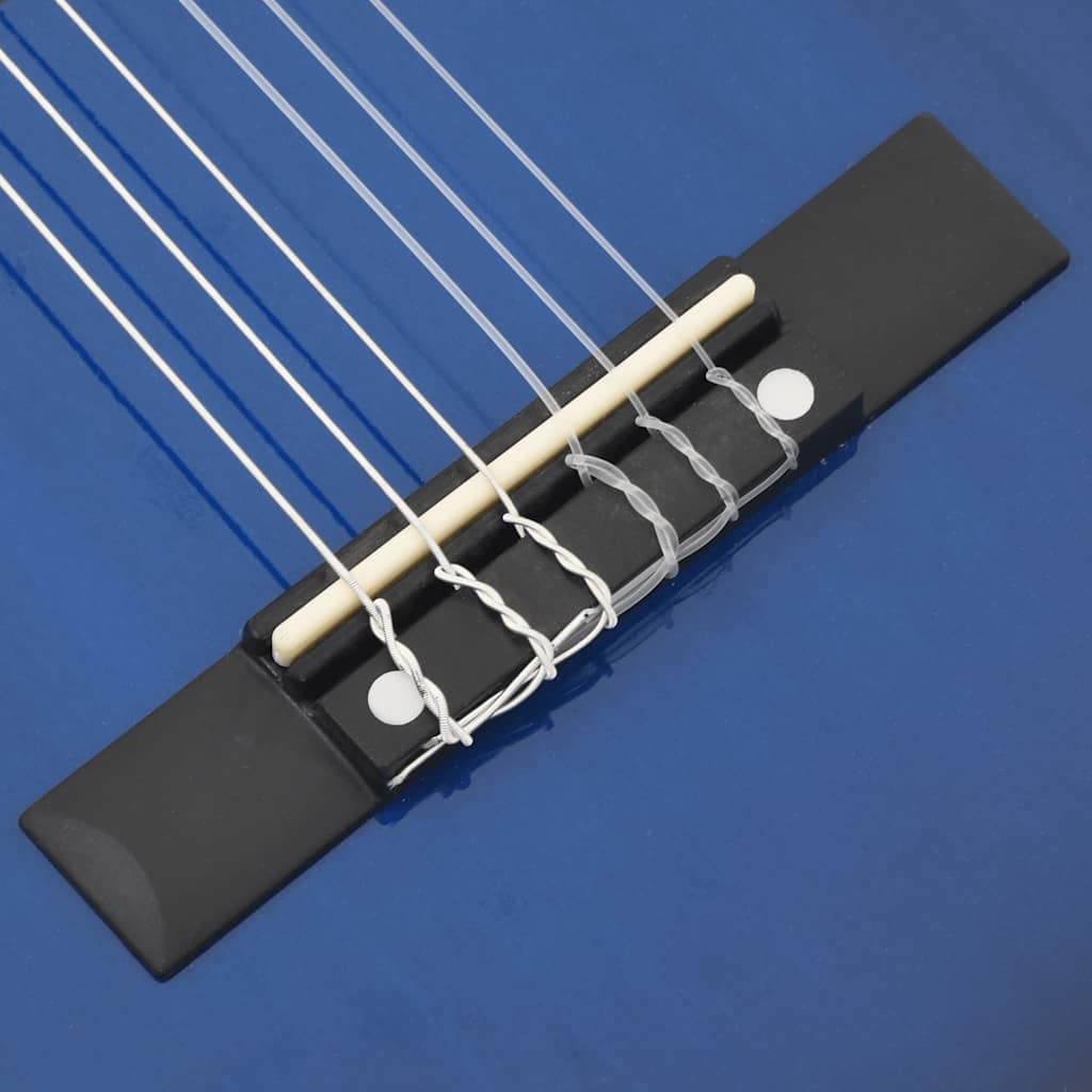 8 Piece Classical Guitar Beginner Set Blue 1/2 34"