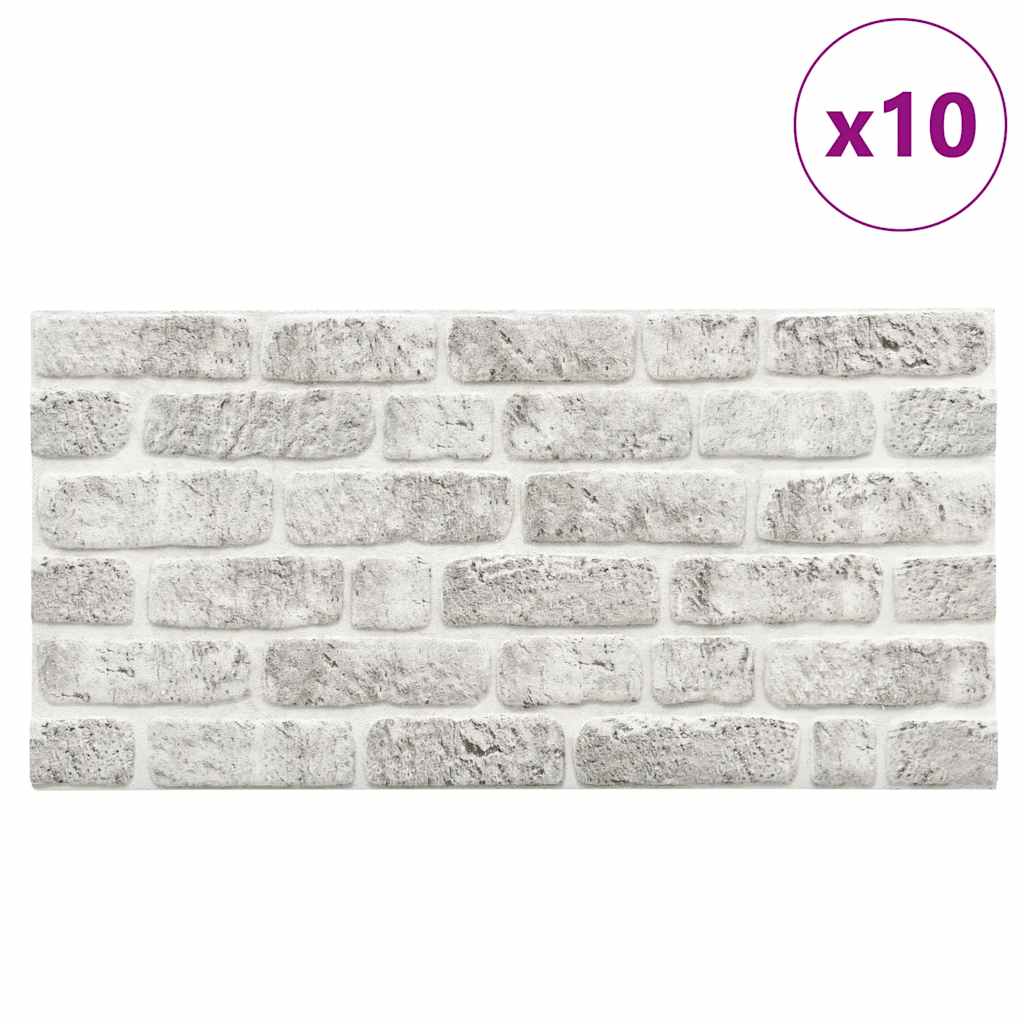 3D Wall Panels with Light Grey Brick Design 10 pcs EPS