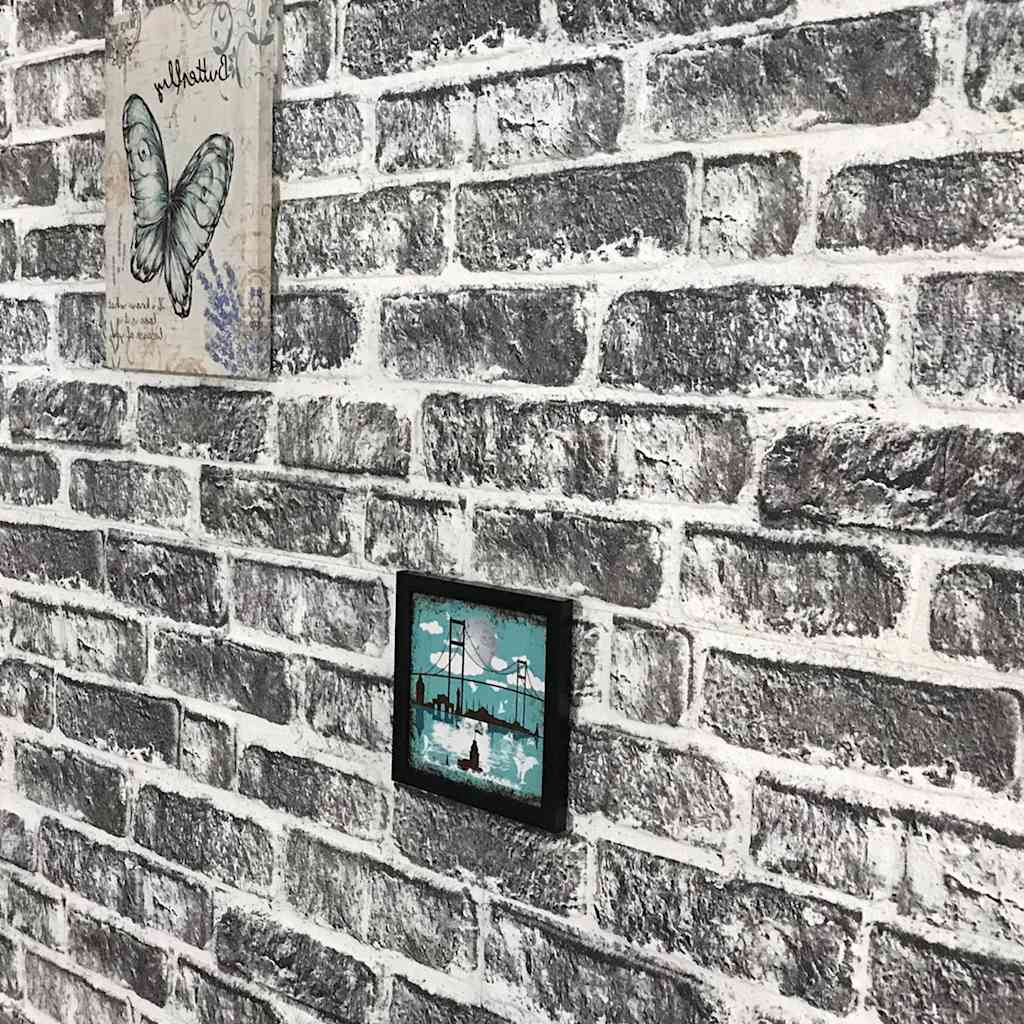 3D Wall Panels with Dark Grey Brick Design 10 pcs EPS