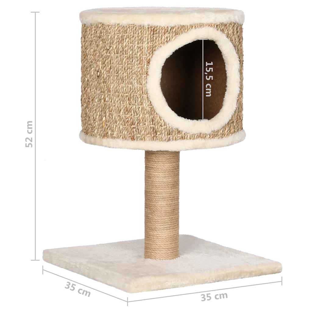 Cat Tree with Condo and Scratching Post 52 cm Seagrass