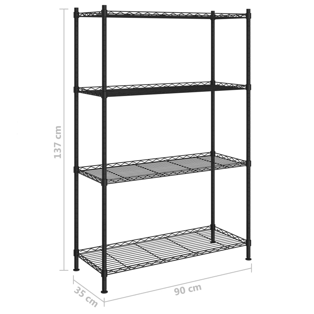 4-Tier Storage Shelf 90x35x137 cm Black 200 kg