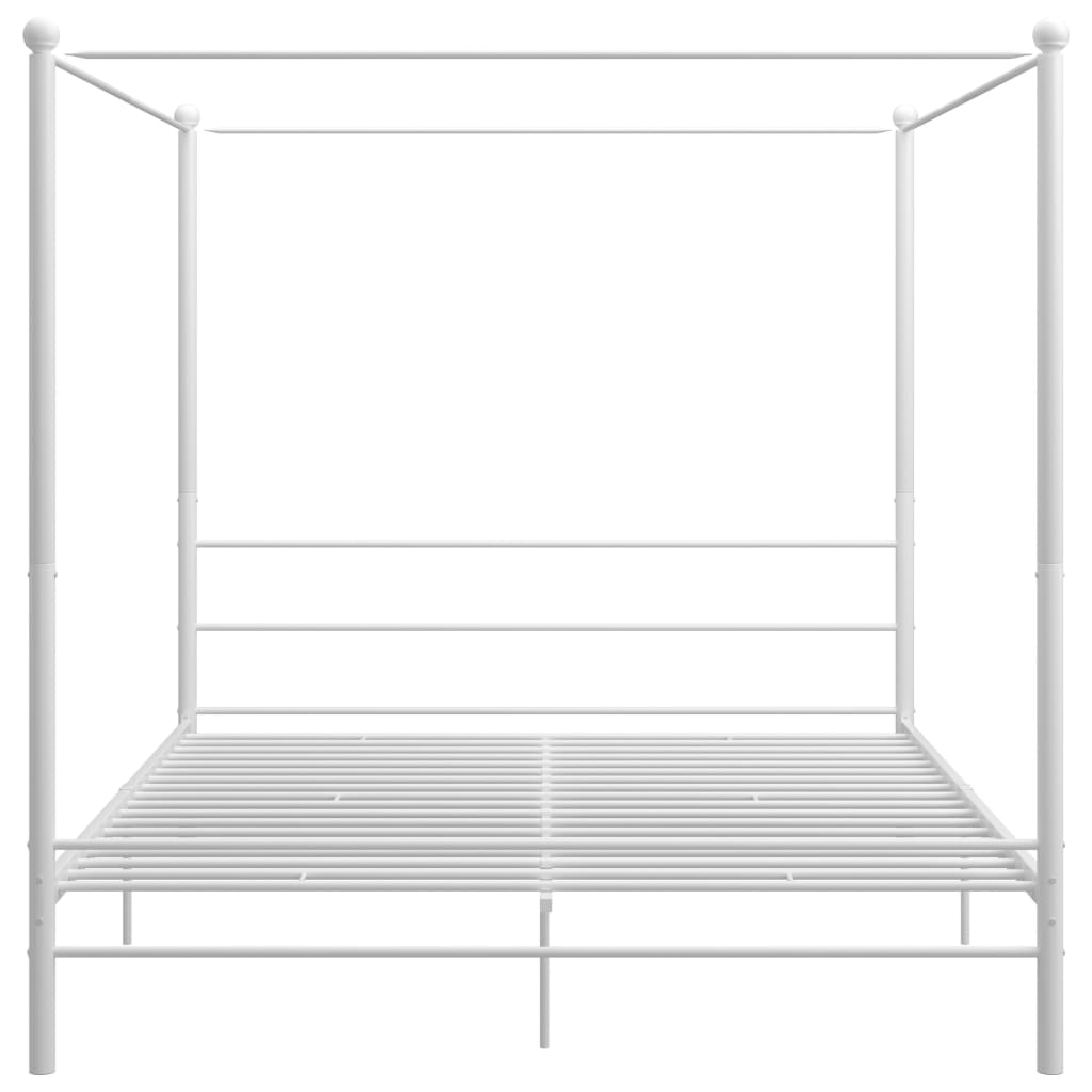 Canopy Bed Frame without Mattress White Metal 200x200 cm