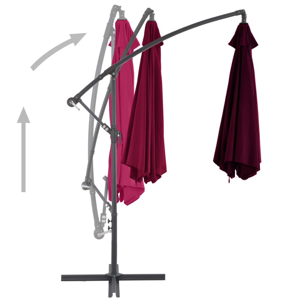 Cantilever Garden Parasol with Aluminium Pole Bordeaux Red 300 cm