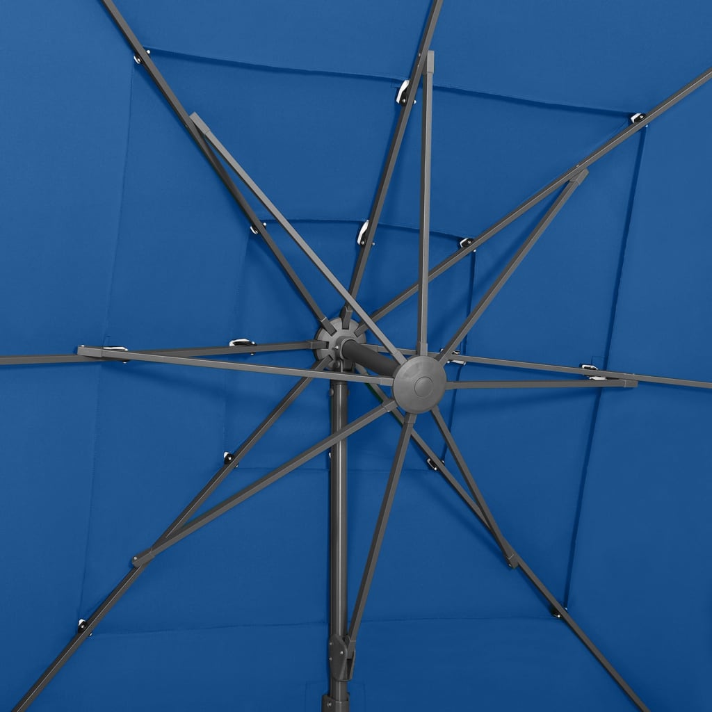 4-Tier Garden Parasol with Aluminium Pole Azure Blue 250x250 cm