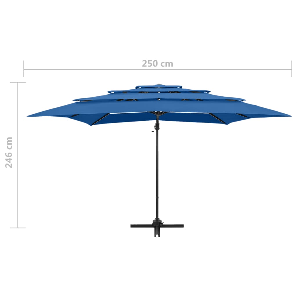 4-Tier Garden Parasol with Aluminium Pole Azure Blue 250x250 cm
